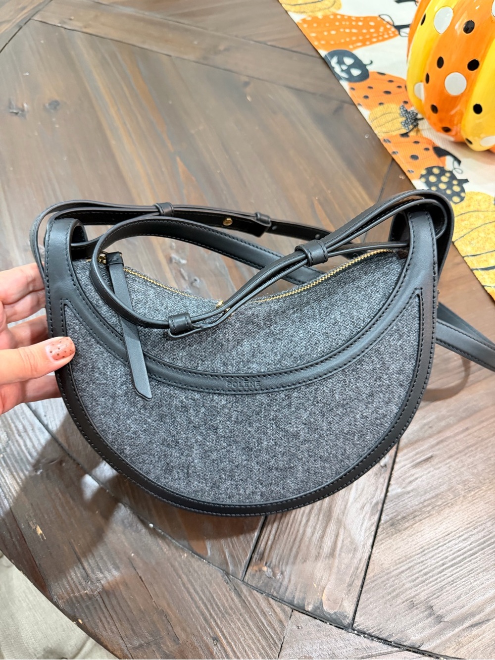 Polene Numero Dix Black Canvas Bag